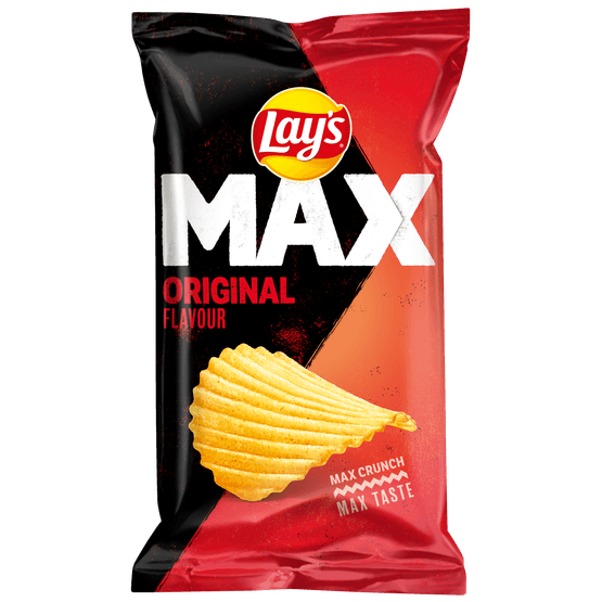 Foto van Lay's Ribbelchips max original op witte achtergrond