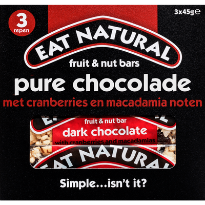 Eat Natural Pure chocolade cranberries en macadamia noten 3 stuks