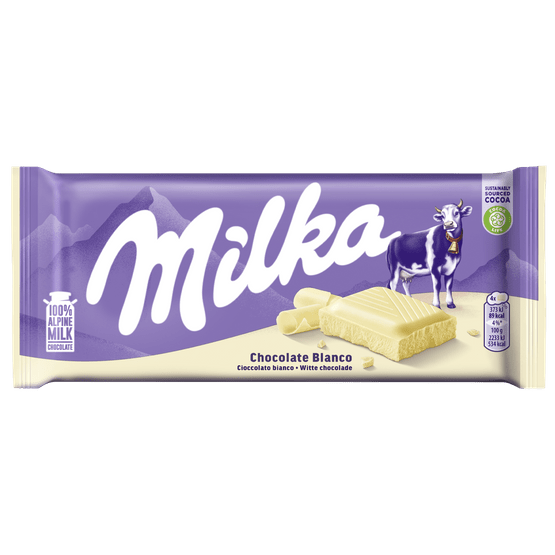 Foto van Milka Chocoladereep wit op witte achtergrond