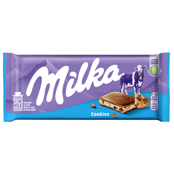 Foto van Milka Cookies op witte achtergrond