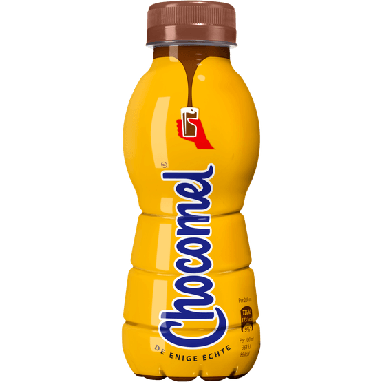 Foto van Chocomel Chocolademelk vol op witte achtergrond