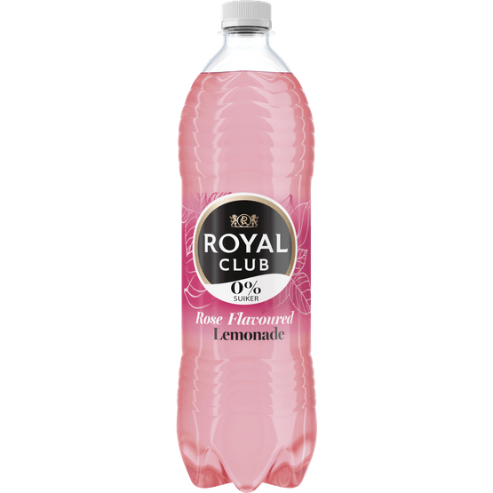 Foto van Royal Club Lemonade rose flavoured 0% suiker op witte achtergrond