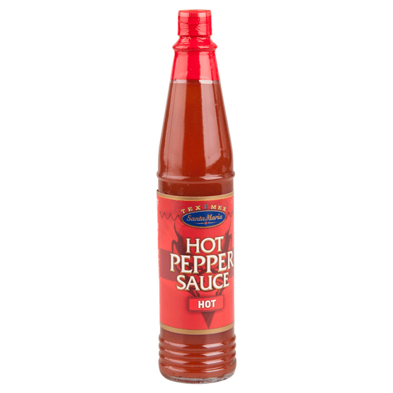 Foto van Santa Maria Hot pepper sauce op witte achtergrond