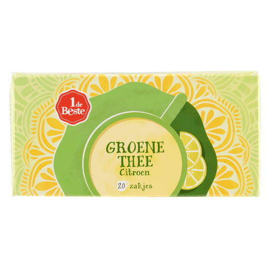 Foto van 1 de Beste Groene thee citroen kop 20 zk. op witte achtergrond