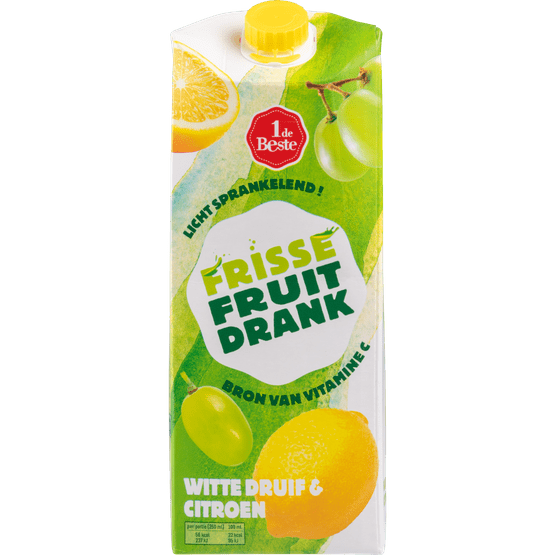 Foto van 1 de Beste Frisse fruitdrank druif-citroen op witte achtergrond
