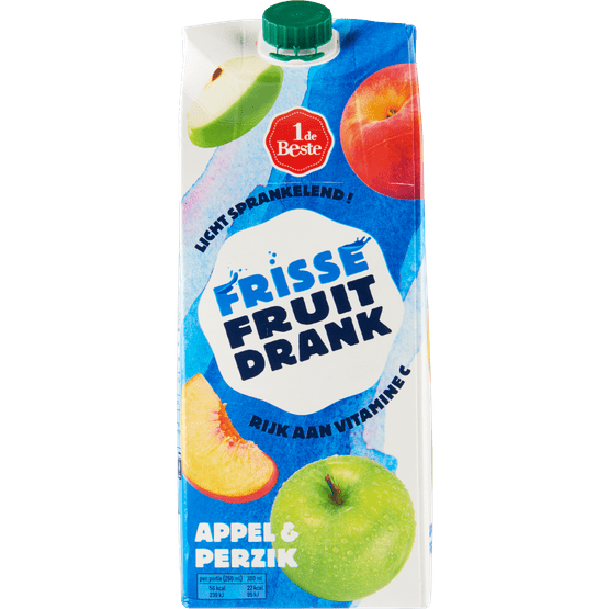 Foto van 1 de Beste Frisse fruitdrank appel perzik op witte achtergrond