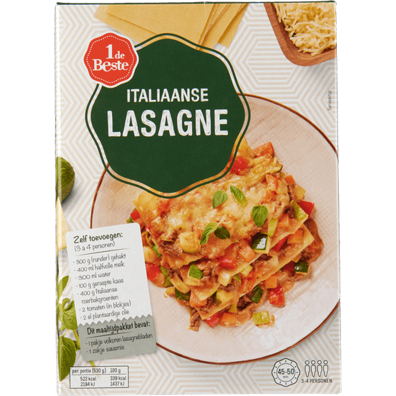 Foto van 1 de Beste Italiaanse lasagne op witte achtergrond