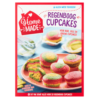 Home made Complete mix regenboog cupcake