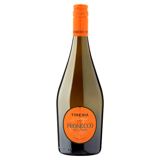 Foto van Tiresia Prosecco frizzante op witte achtergrond