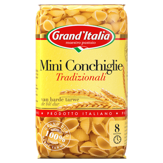 Foto van Grand'Italia Mini conchiglie tradizionali op witte achtergrond