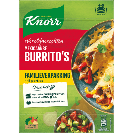 Foto van Knorr Wereldgerecht mexicaanse burritos xl op witte achtergrond