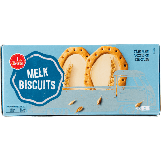 Foto van 1 de Beste Melkbiscuit naturel 12 stuks op witte achtergrond