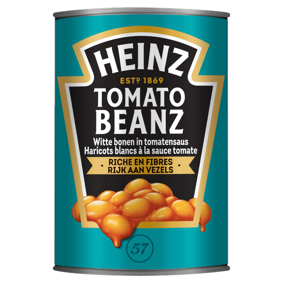 Foto van Heinz Tomato beans op witte achtergrond