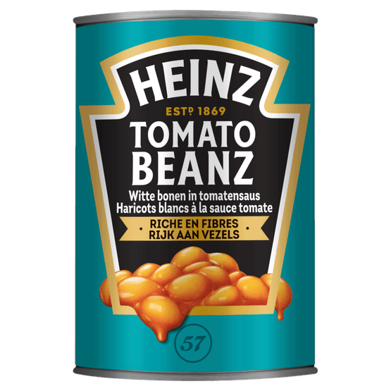 Foto van Heinz Tomato beans op witte achtergrond