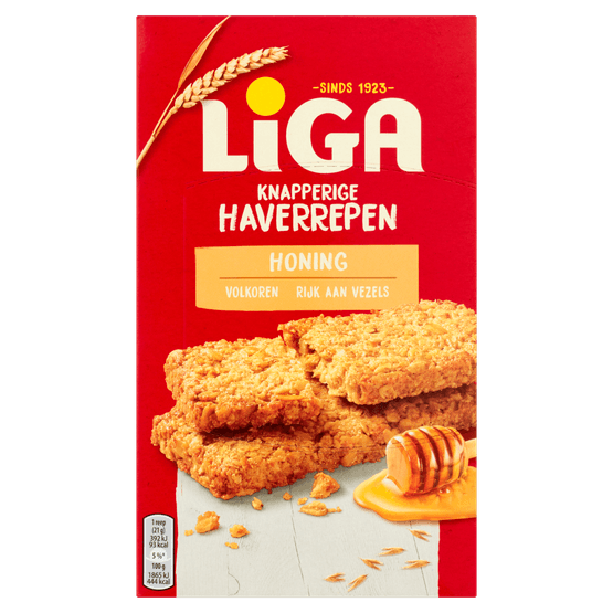 Foto van Liga Haverrepen honing 6 stuks op witte achtergrond