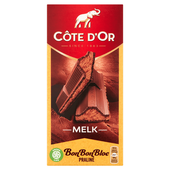 Foto van Côte d'Or Bon bon bloc praline melk op witte achtergrond
