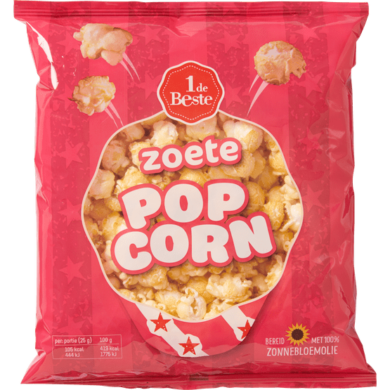 Foto van 1 de Beste Popcorn zoet op witte achtergrond