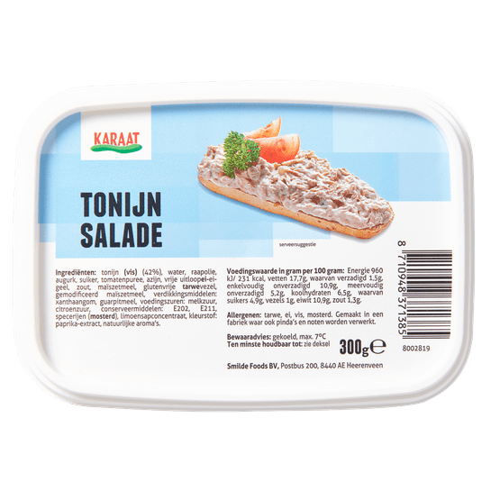 Foto van Karaat Salade tonijn op witte achtergrond