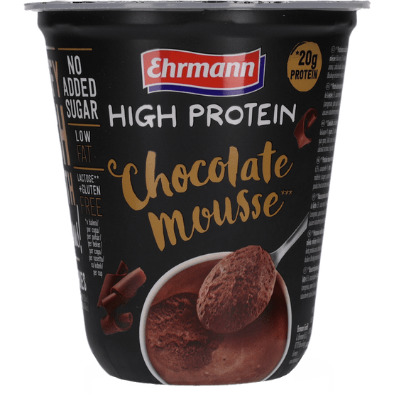 Foto van Ehrmann Chocolademousse high protein op witte achtergrond