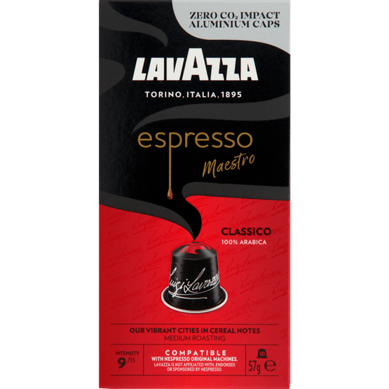 Foto van Lavazza Koffiecups alu maestro classico espresso op witte achtergrond