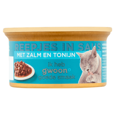 G'woon Kat premium reepjes zalm & tonijn in saus