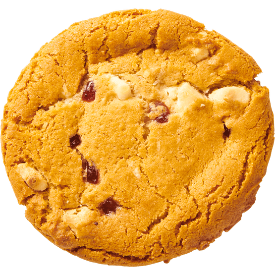 Foto van American cookie raspberry white op witte achtergrond