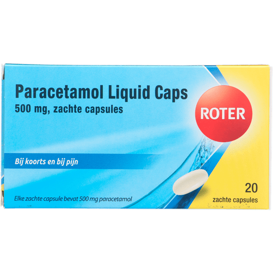 Foto van Roter Paracetamol liquid caps 500 mg op witte achtergrond