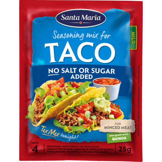 Foto van Santa Maria Taco mix geen zout & suiker op witte achtergrond