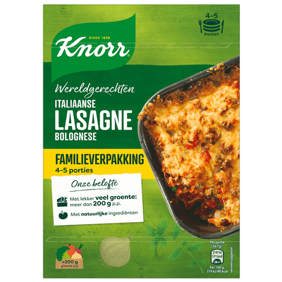 Foto van Knorr Wereldgerecht lasagne bolognese XL op witte achtergrond