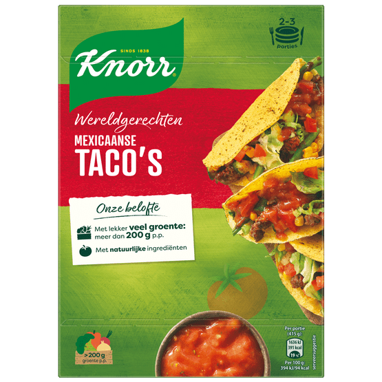 Foto van Knorr Wereldgerecht mexiaanse tacos op witte achtergrond