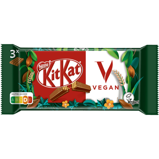 Foto van Nestlé Kitkat vegan op witte achtergrond