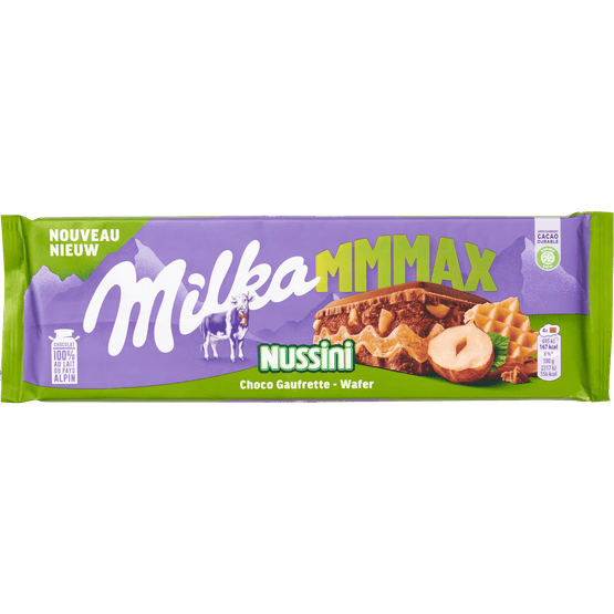 Foto van Milka Chocoladereep mmmax nussini op witte achtergrond