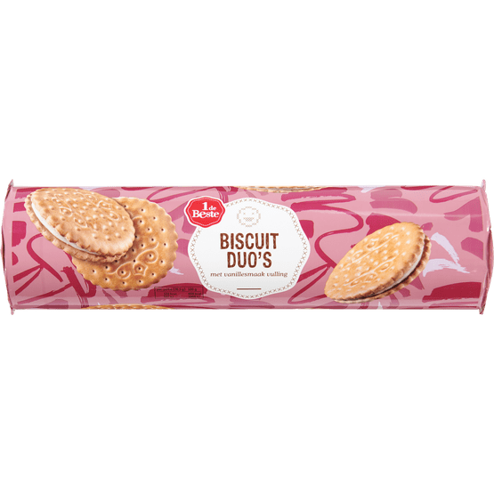 Foto van 1 de Beste Biscuit duos vanille op witte achtergrond