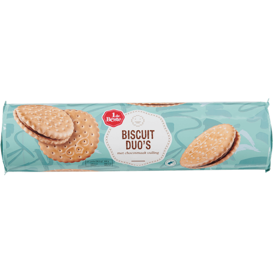 Foto van 1 de Beste Biscuit duos choco op witte achtergrond