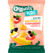 Organix Kids knabbels banana & strawberry hearts