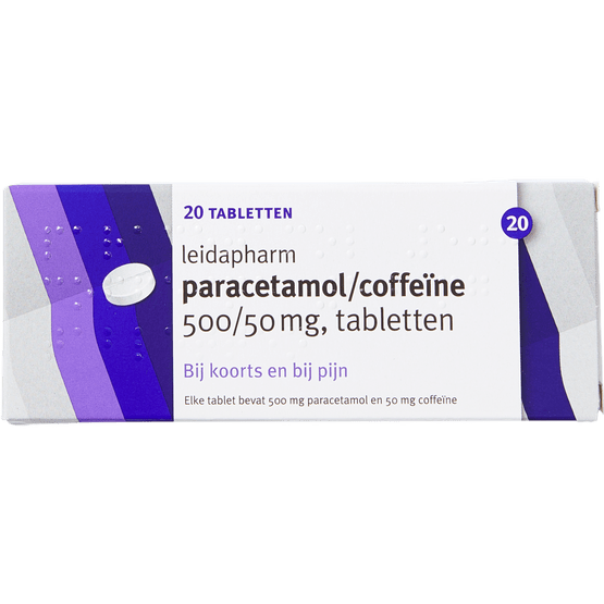 Foto van LEIDAPHARM Paracetamol coffeine 500 mg op witte achtergrond