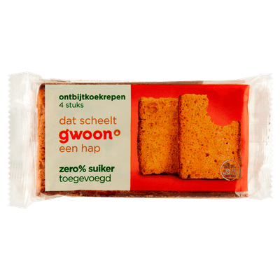 G'woon Ontbijtkoekrepen zero 0% suiker 4 stuks
