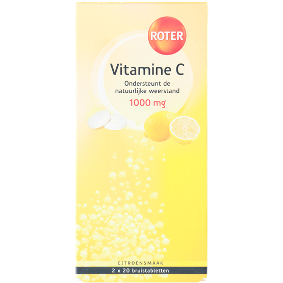 Foto van Roter Vitamine c bruistabletten duopak citroen op witte achtergrond