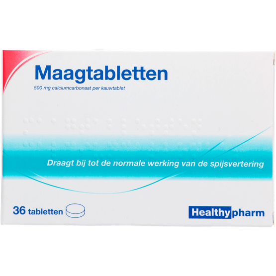 Foto van Healthypharm Maag tabletten op witte achtergrond