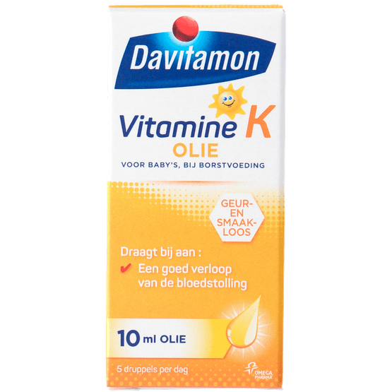 Foto van Davitamon Vitamine k olie op witte achtergrond