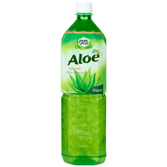 Foto van Pure Plus Aloe vera drink original op witte achtergrond