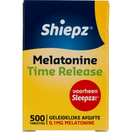 Foto van Sleepzz Melatonine tabletten time release op witte achtergrond