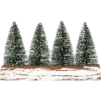  4 kerstboompjes op boomstam
