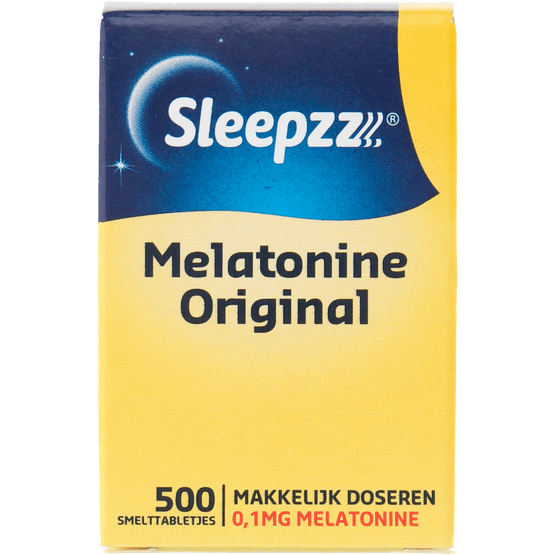 Foto van Sleepzz Melatomine tabletten 0.1 mg op witte achtergrond