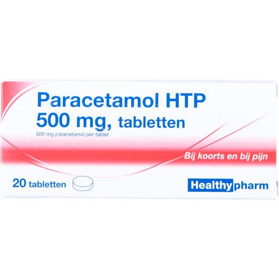 Foto van Healthypharm Paracetamol 500 mg op witte achtergrond