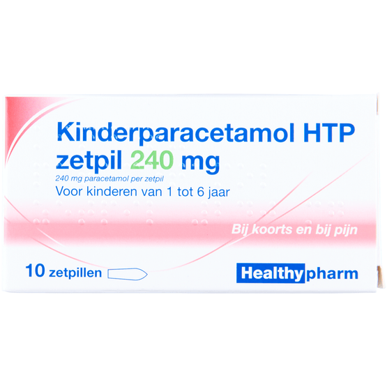 Foto van Healthypharm Paracetamol zetpil 240 mg op witte achtergrond