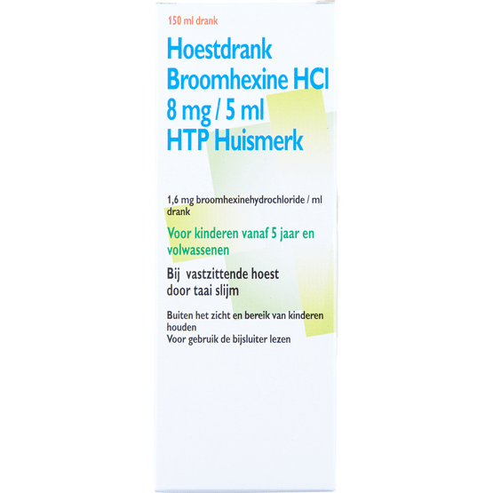 Foto van Healthypharm Hoestdrank broomhexine 8 mg op witte achtergrond