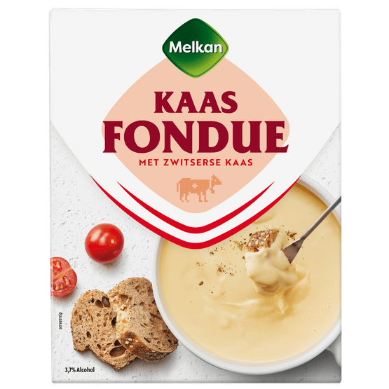 Foto van Melkan Kaasfondue met zwitserse kaas op witte achtergrond