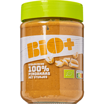 Bio+ 100% pindakaas met stukjes