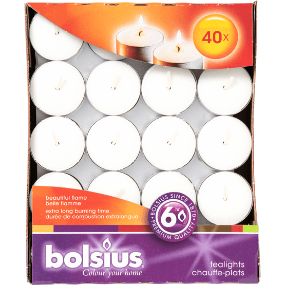 Foto van Bolsius Waxinelichtjes in doos 6 branduren op witte achtergrond